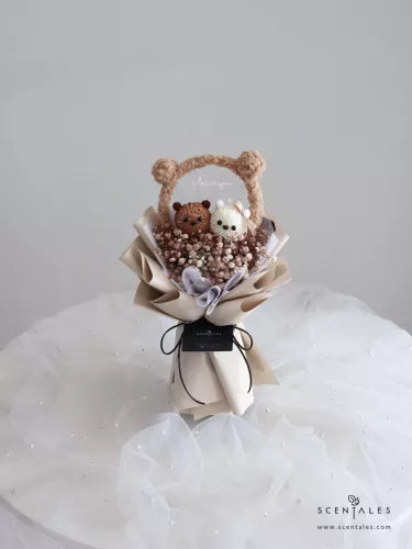 (2026 Valentine’s Day Special) Scentales Mocha & Latte Bear Flower Bouquet