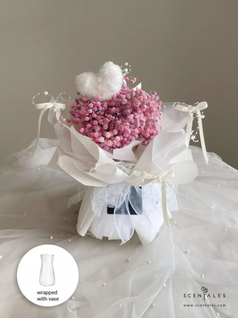 (2026 Valentine’s Day Special) Scentales Floating Heart Flower Bouquet with Vase