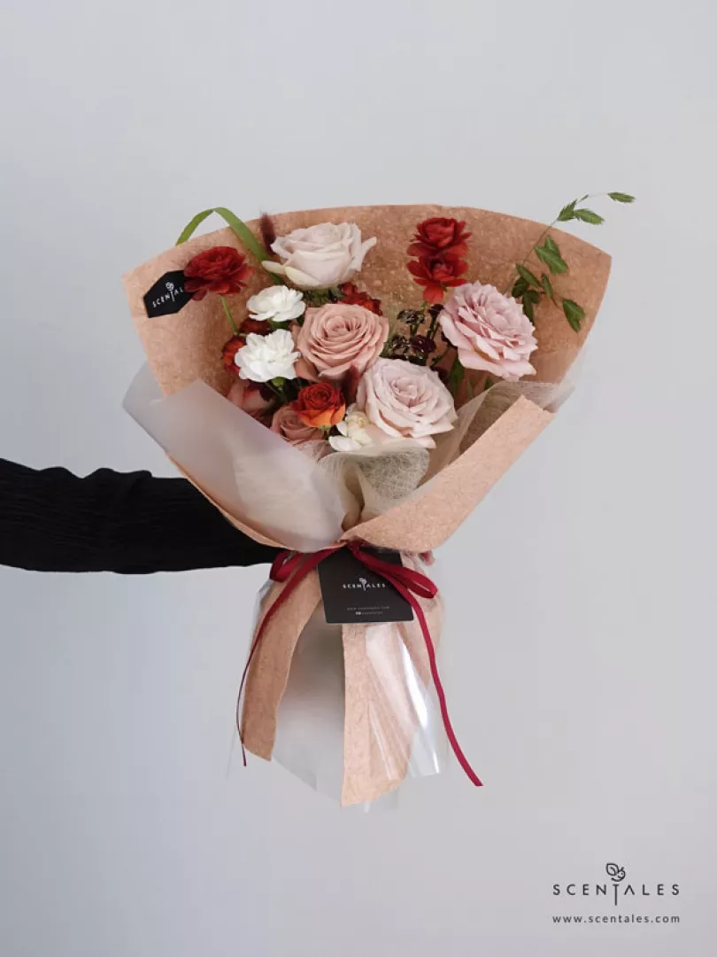 (2026 Valentine’s Day Special) Scentales Velvet Bordeaux Flower Bouquet